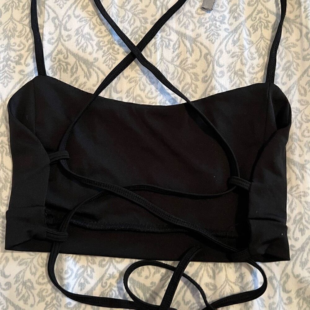 Strappy backless crop tops black and silver size S
